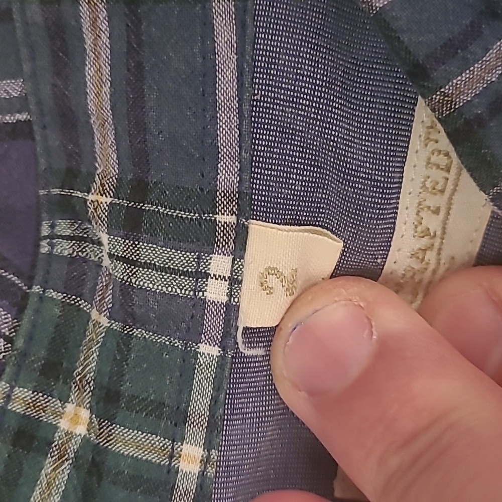 LEVIS LVC Portugal Blue Green Plaid Checkered Sz 2 / M Mens Short Sleeve Shirt - Picture 3 of 7